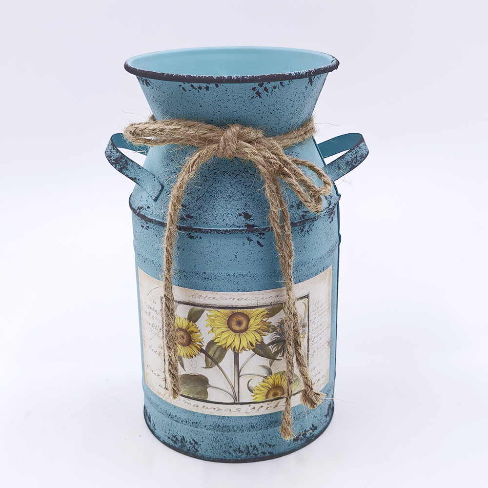 Vintage Blue Sunflower Decorative Container